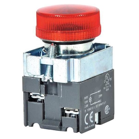 Pilot Light, LED, 22mm, 24VAC/DC, RD, Cr MPN:30G214