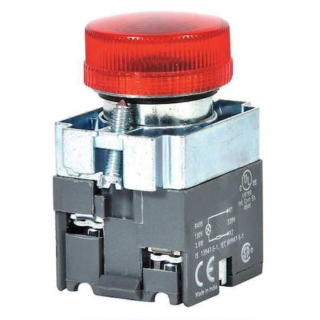 Pilot Light, 22mm, LED, Red, Size: 22 mm MPN:30G222