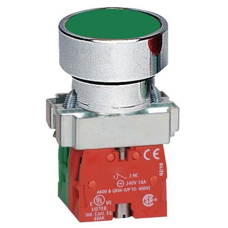 Push Button Operator, 22 mm, 1NO/1NC, Green MPN:30G237