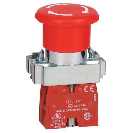 Emergency Stop Push Button, 22 mm, 1NC, Red MPN:30G253