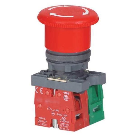 Emergency Stop Push Button, 22 mm, 1NO/1NC, Red MPN:30G254