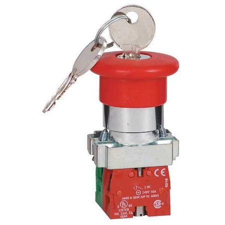 Emergency Stop Push Button, 22 mm, 1NO/1NC, Red MPN:30G258