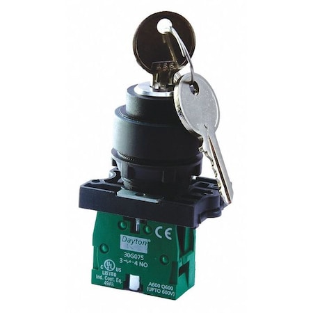 SelectorSwitch, Keyed, Non-Illum, 2Pos, 22mm MPN:30G270