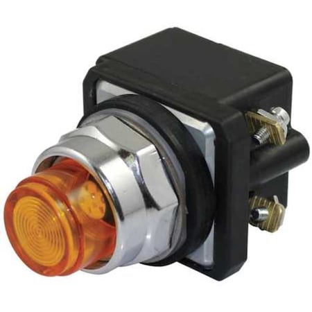Pilot Light, LED, 24V, 30mm, Chrome, Amber MPN:30G385