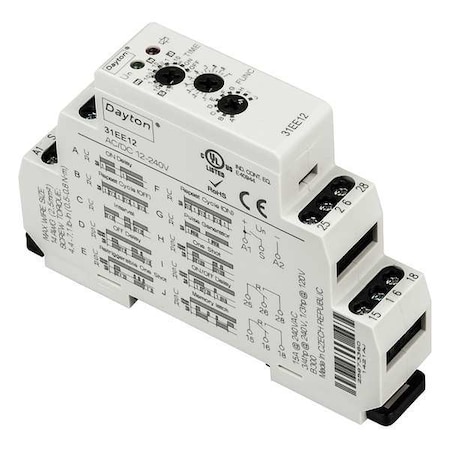 Multifunction Time Delay Relay, 10 Functions 12 to 240V AC/DC, DPDT MPN:31EE12