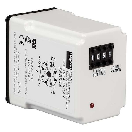 Single Function Time Delay Relay, Octal, On Delay, 1 Functions 120V AC/DC, DPDT MPN:6A854
