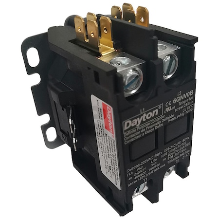 Definite Purpose Magnetic Contactor, 208V-240V AC, 2 P, Non-Reversing, 1 Phase, Box Lug MPN:6GNV0
