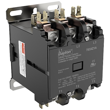 Definite Purpose Magnetic Contactor, 120V AC, 3 P, Non-Reversing, 3 Phase, Box Lug MPN:783XZ1