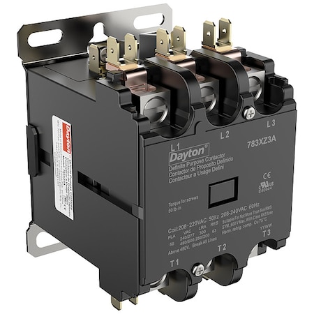 Definite Purpose Magnetic Contactor, 208V-240V AC, 3 P, Non-Reversing, 3 Phase, Box Lug MPN:783XZ3