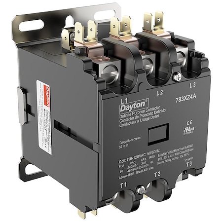 Definite Purpose Magnetic Contactor, 120V AC, 3 P, Non-Reversing, 3 Phase, Box Lug MPN:783XZ4