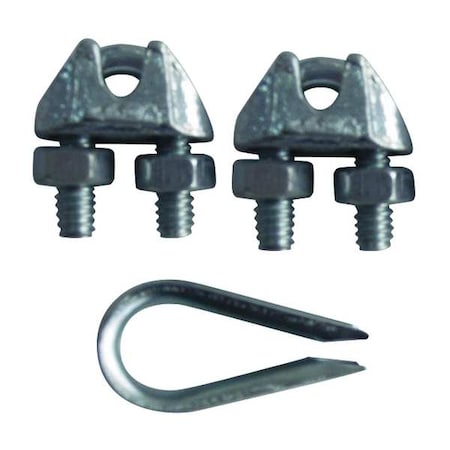 Wire Rope Clip and Thimble Kit, 3/16 In MPN:1DKK5