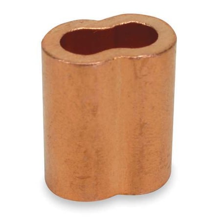 Wire Rope Oval Sleeve, 1/8in, Copper, PK 25 MPN:1DLE6