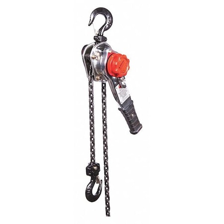 Lever Chain Hoist, 1, 500 lb Load Capacity, 10 ft Hoist Lift, 29/32 in Hook Opening MPN:29XP36