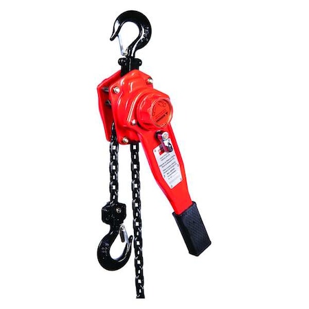 Lever Chain Hoist, 1, 500 lb Load Capacity, 5 ft Hoist Lift, 29/32 in Hook Opening MPN:29XP45