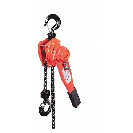 Lever Chain Hoist, 1, 500 lb Load Capacity, 10 ft Hoist Lift, 29/32 in Hook Opening MPN:29XP46