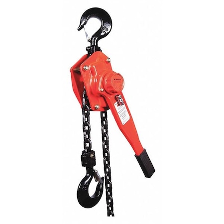Lever Chain Hoist, 6, 000 lb Load Capacity, 10 ft Hoist Lift, 1 29/64 in Hook Opening MPN:29XP51