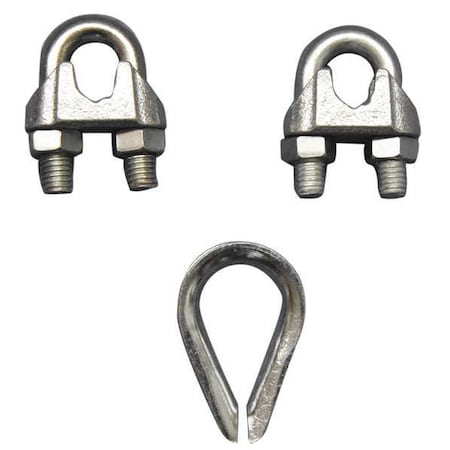 Wire Rope Clip and Thimble Kit, 1/2 In MPN:2VKK4