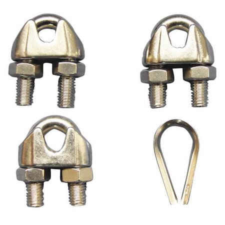 Wire Rope Clip and Thimble Kit, 1/2 In MPN:2VKK6