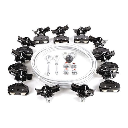 Festoon System Kit, 1/4 In Rope, L 60 Ft MPN:33N213