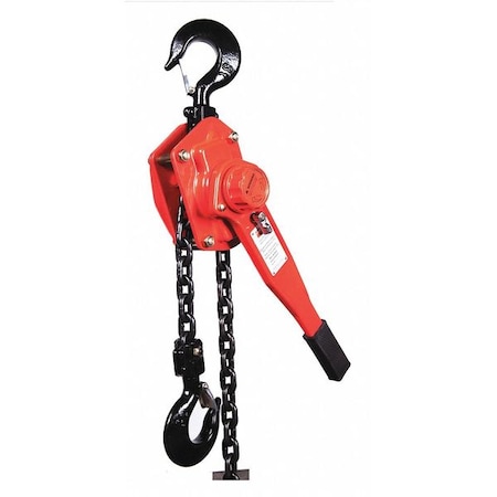 Lever Chain Hoist, 6, 000 lb Load Capacity, 15 ft Hoist Lift, 1 29/64 in Hook Opening MPN:49CX80