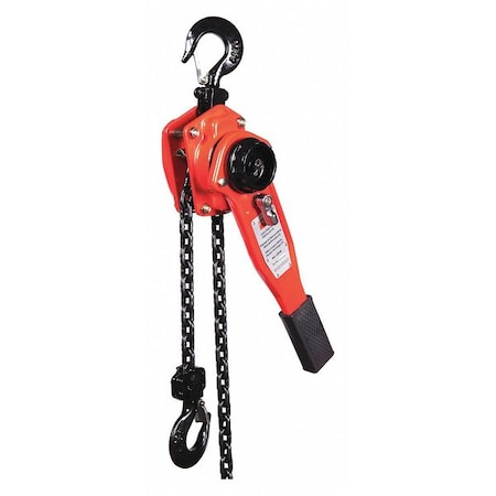 Lever Chain Hoist, 1, 500 lb Load Capacity, 5 ft Hoist Lift, 29/32 in Hook Opening MPN:4ZX43