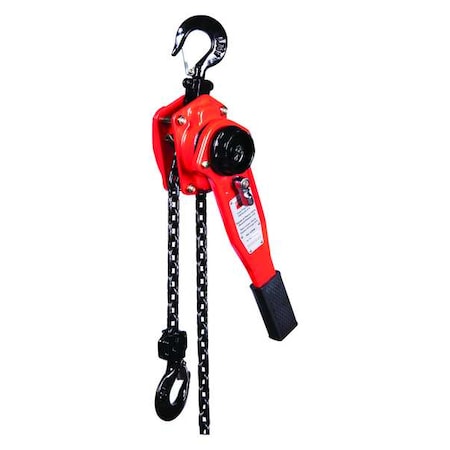 Lever Chain Hoist, 1, 500 lb Load Capacity, 10 ft Hoist Lift, 29/32 in Hook Opening MPN:4ZX44