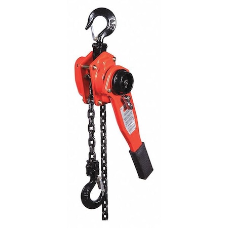 Lever Chain Hoist, 1, 500 lb Load Capacity, 20 ft Hoist Lift, 29/32 in Hook Opening MPN:4ZX45