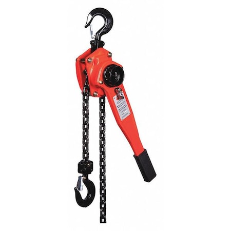 Lever Chain Hoist, 3, 000 lb Load Capacity, 10 ft Hoist Lift, 1 7/64 in Hook Opening MPN:4ZX47