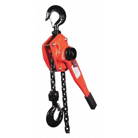 Lever Chain Hoist, 6, 000 lb Load Capacity, 10 ft Hoist Lift, 1 29/64 in Hook Opening MPN:4ZX49