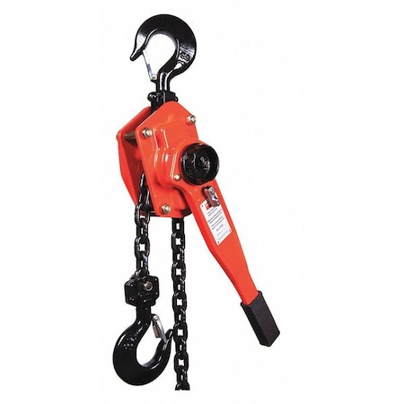 Lever Chain Hoist, 6, 000 lb Load Capacity, 20 ft Hoist Lift, 1 29/64 in Hook Opening MPN:4ZX50