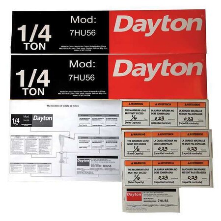 Jib Crane Label Kit, For Use With 7HU56 MPN:28CH75