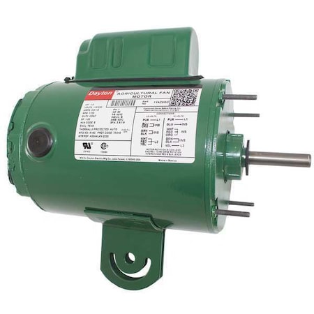 Agricultural Fan Motor, Permanent Split Capacitor, 1/3 HP, 115/230V AC, 1, 725 Nameplate RPM MPN:1YAZ8