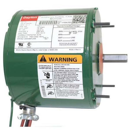 Agricultural Fan Motor, Permanent Split Capacitor, 1/4 HP, 208-230V AC, 1, 625 Nameplate RPM MPN:1YBA2BG