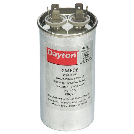 Run Capacitor, 25 MFD, 370V, Round MPN:2MEC8