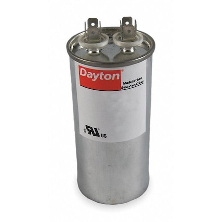 Motor Run Capacitor, Round, 370V AC, 50 mfd, 4 7/16 in Overall H MPN:2MEE4