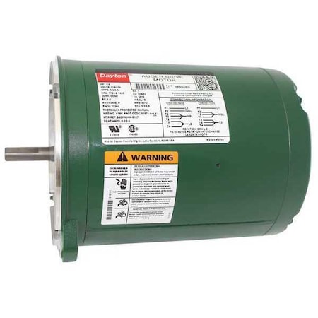 Auger Drive Motor, Split-Phase, 1/3 HP, 115/230V AC, 1, 725 Nameplate RPM, 56YZ Frame MPN:3K994