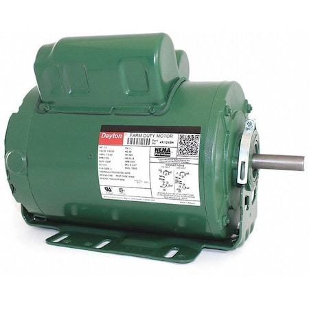 Agricultural Fan Motor, Capacitor-Start/Run, 1 HP, 115/230V AC, 1, 725 Nameplate RPM, 56H Frame MPN:4K124