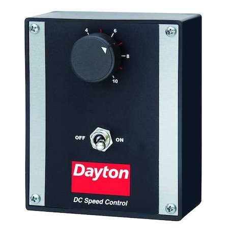 DC Speed Control, SCR, Enclosed, NEMA 1, 2A Max Current, 0 to 90/180V DC, ON/OFF, 25:1 MPN:4Z527