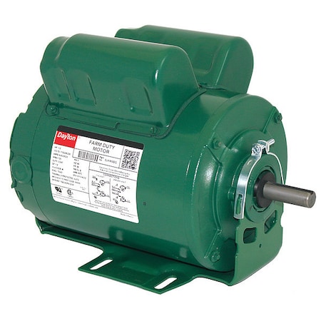 Agricultural Fan Motor, Capacitor-Start/Run, 1/2 HP, 115/208-230V AC, 1, 725 Nameplate RPM, 56 Frame MPN:5JKW9