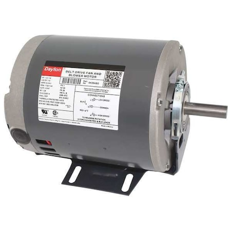 Split-Phase Belt Drive Motor, 1/2, 1/4 HP, 56 Frame, 115V AC Voltage, 1, 725/1, 140 Nameplate RPM MPN:6K394