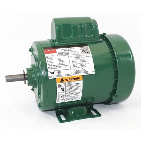 High Torque Farm Duty Motor, Capacitor-Start, 1/2 HP, 115/230V AC, 1, 725 Nameplate RPM, 56Z Frame MPN:6K714