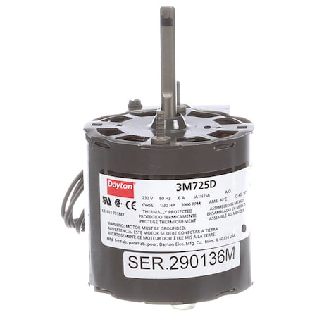 HVAC Motor, 1/30 HP, 3000 rpm, 230V, 3.3 MPN:71214610M