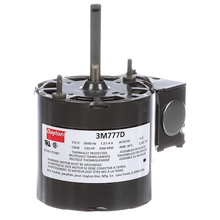 HVAC Motor, 1/30 HP, 3000 rpm, 115V, 3.3 MPN:71214887M