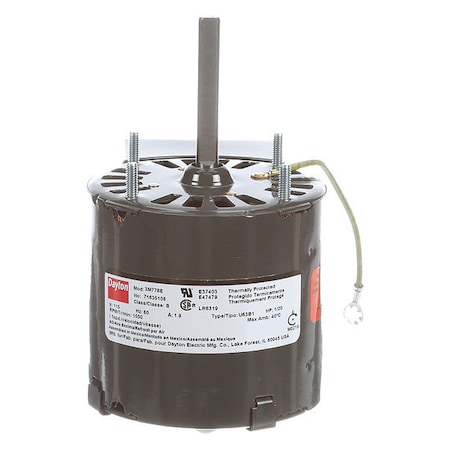 HVAC Motor, Open Air-Over, 1/20 HP, 1, 550 Nameplate RPM, 1 Speed, 115V AC, Stud Mount, CWSE MPN:71635108M