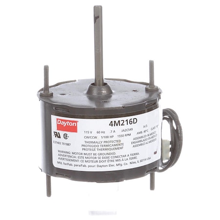 HVAC Motor, 1/100 HP, 1550 rpm, 115V, 3.3 MPN:71732298M