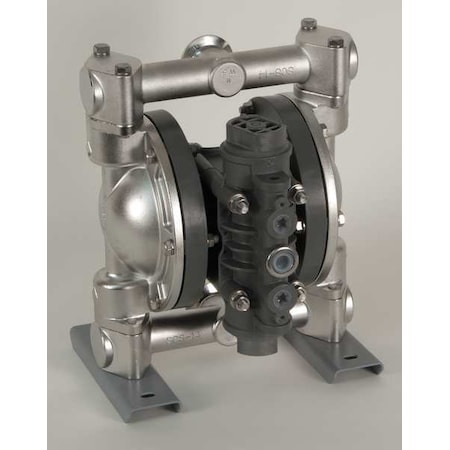 Double Diaphragm Pump, 316 Stainless Steel, Air Operated, PTFE, 32 GPM MPN:22A605