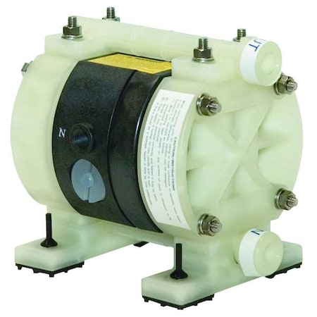 Double Diaphragm Pump, Polypropylene, Air Operated, PTFE, 3.25 GPM MPN:6PY37