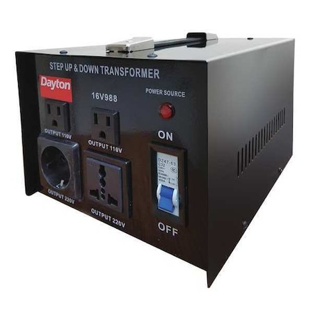 Step Up/Step Down Voltage Converter, 110V AC to 220V AC, 220V AC to 110V AC, 3kVA, 50/60 Hz, Metal MPN:16V988