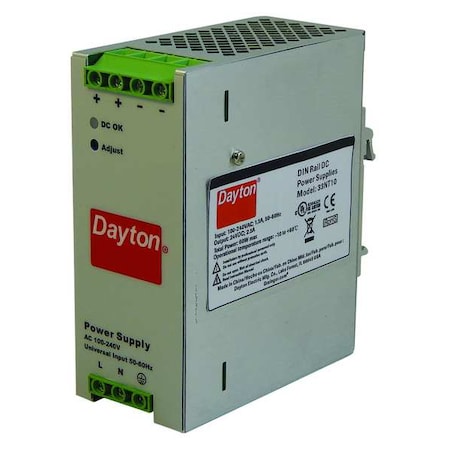 DC Power Supply, 90/264V AC, 24V DC, 60 W, 2.5 A, DIN Rail MPN:33NT10