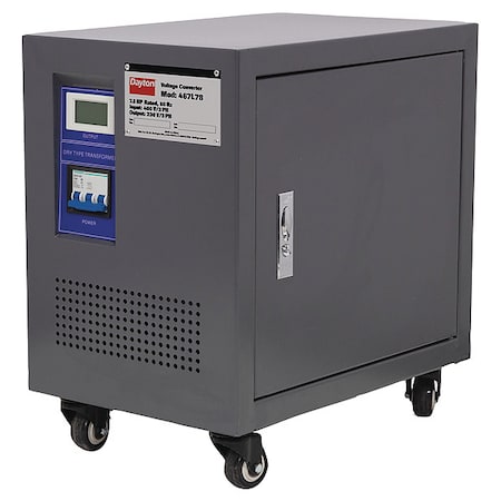 Step Up/Step Down Voltage Converter, 460V AC to 230V AC, 5000VA, 60 Hz, Portable, Steel MPN:467L78